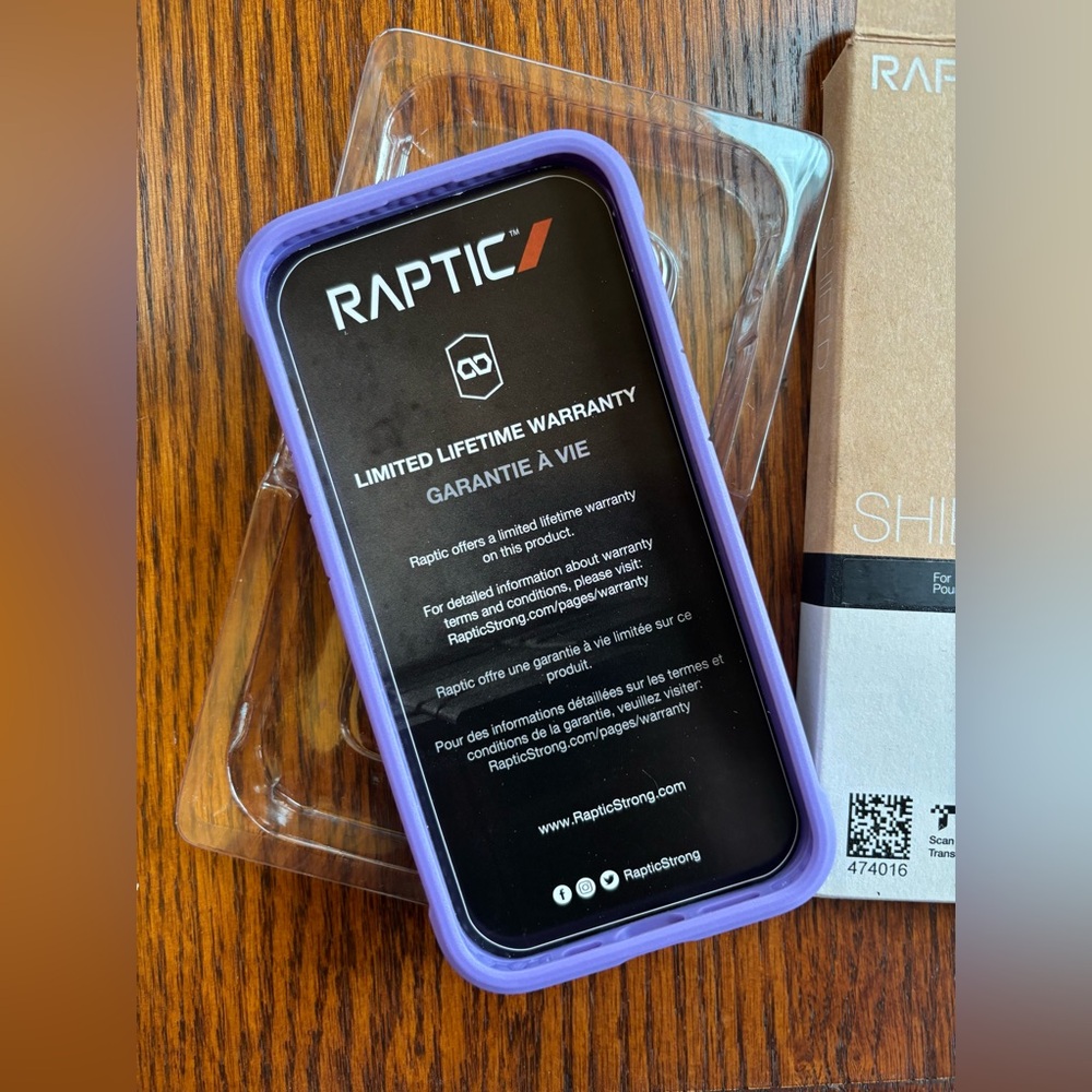 NEW RAPTIC SHIELD PHONE CASE- IPHONE 13 purple.